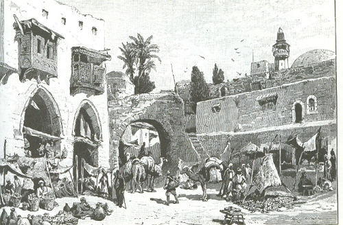 רחוב ביפו בציור מן המאה ה-19. עיירה קטנה - 540 על 240 מטר